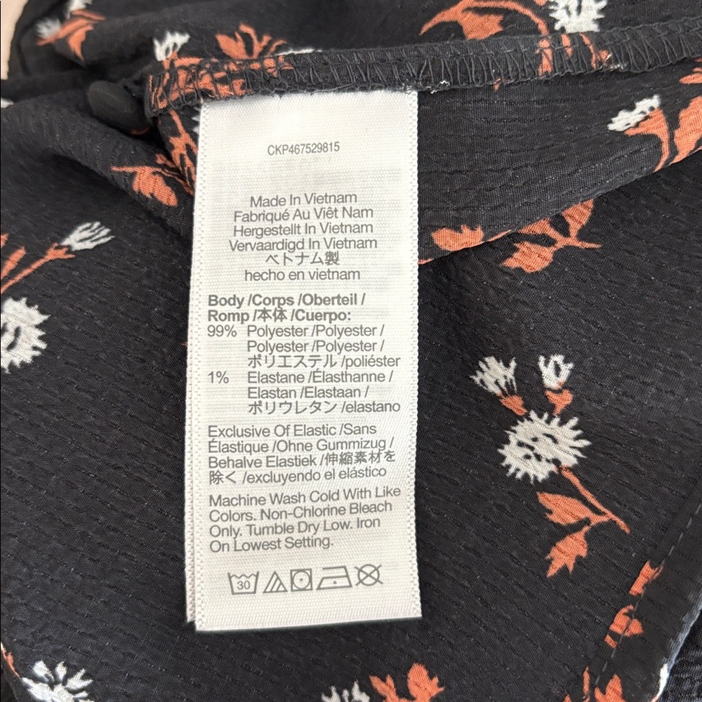 Madewell Embroidered Smockneck Top in Tossed Floral Black & Brown Small - Picture 9 of 9